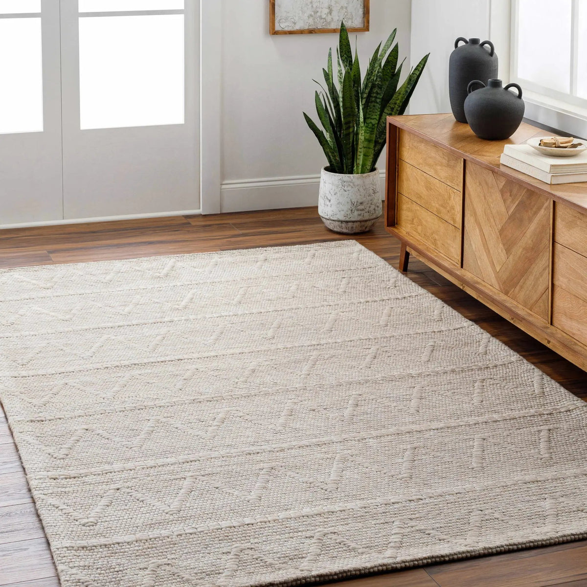 Kyung Beige Area Rug - Clearance, installed in a room