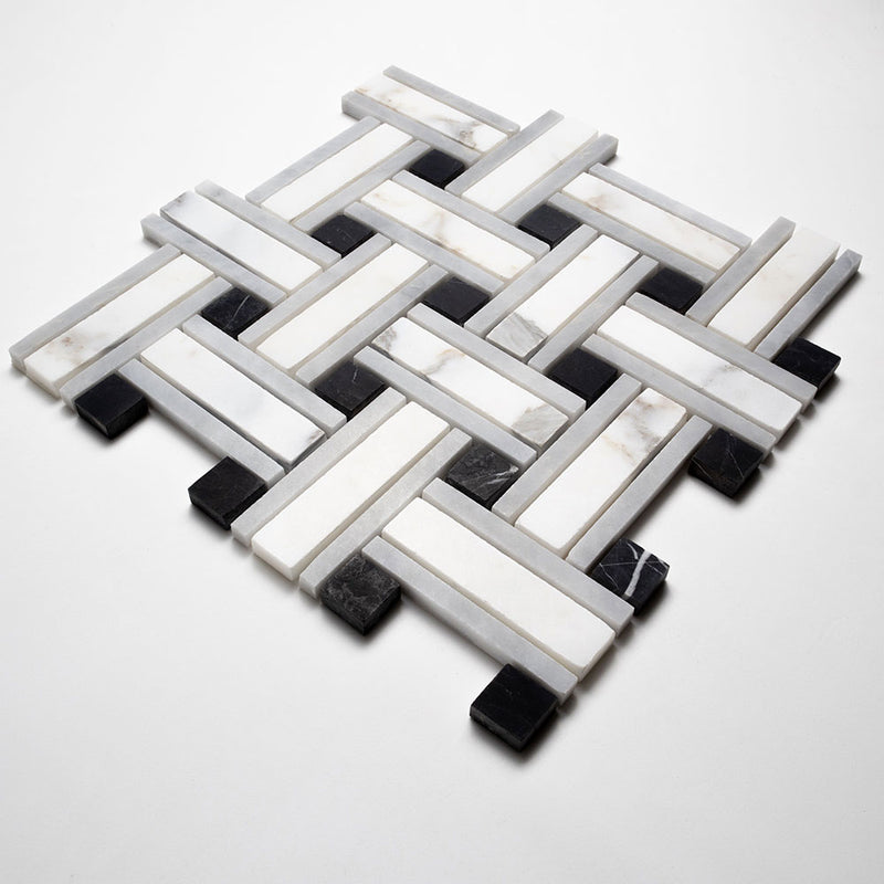 Serenity Honed Tangled Marble Mosaics 12x12 Marble 12x12 Mosaics — 3