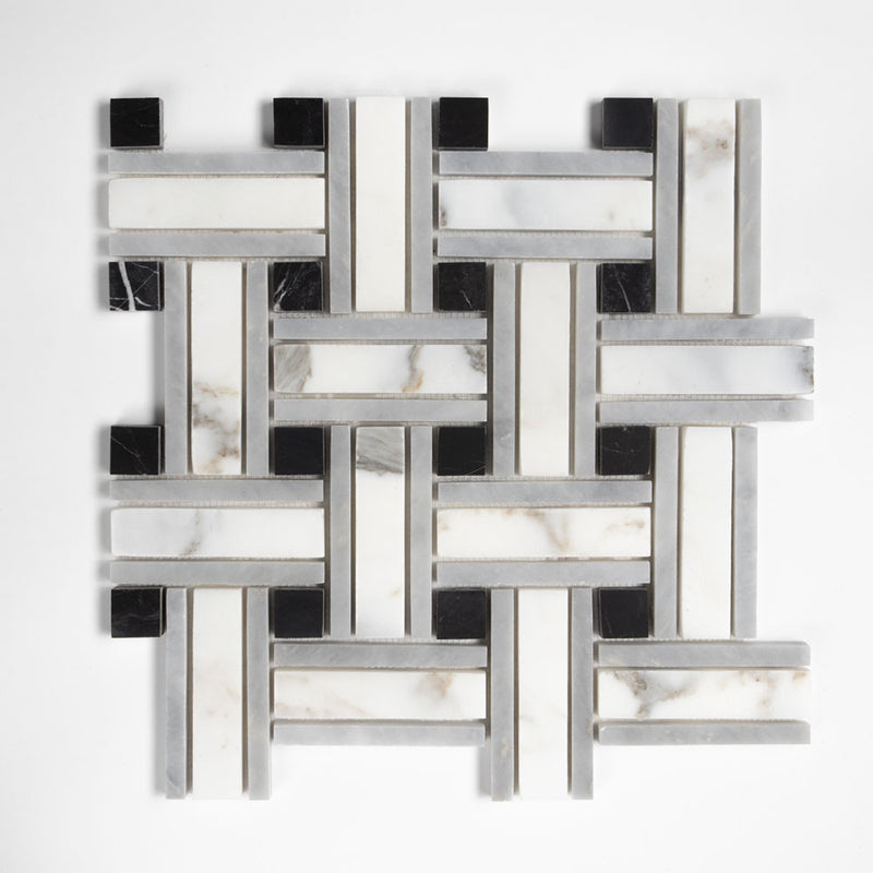 Serenity Honed Tangled Marble Mosaics 12x12 Marble 12x12 Mosaics