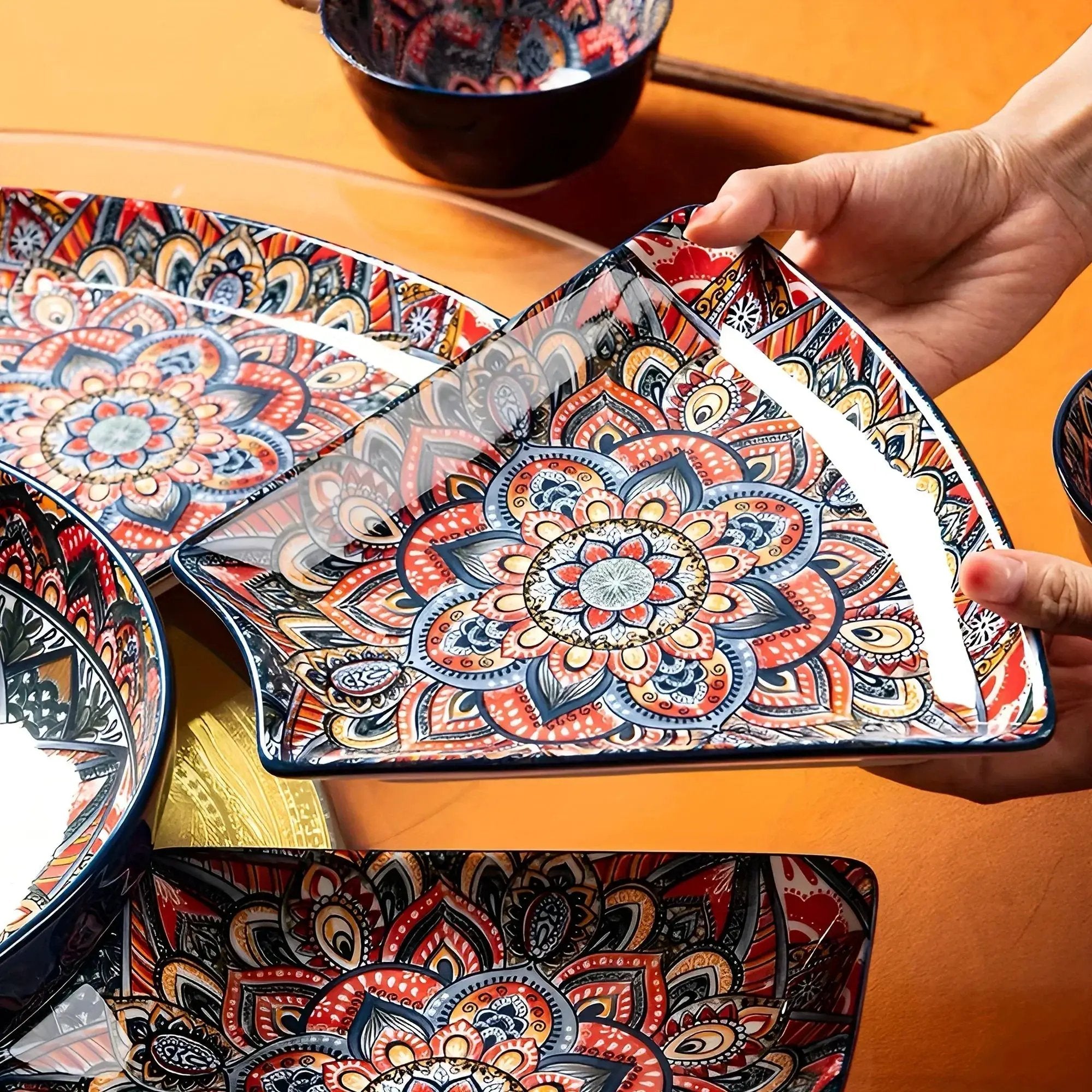Serving Platter - Lacquered Ceramic Tiered by House Of Avana