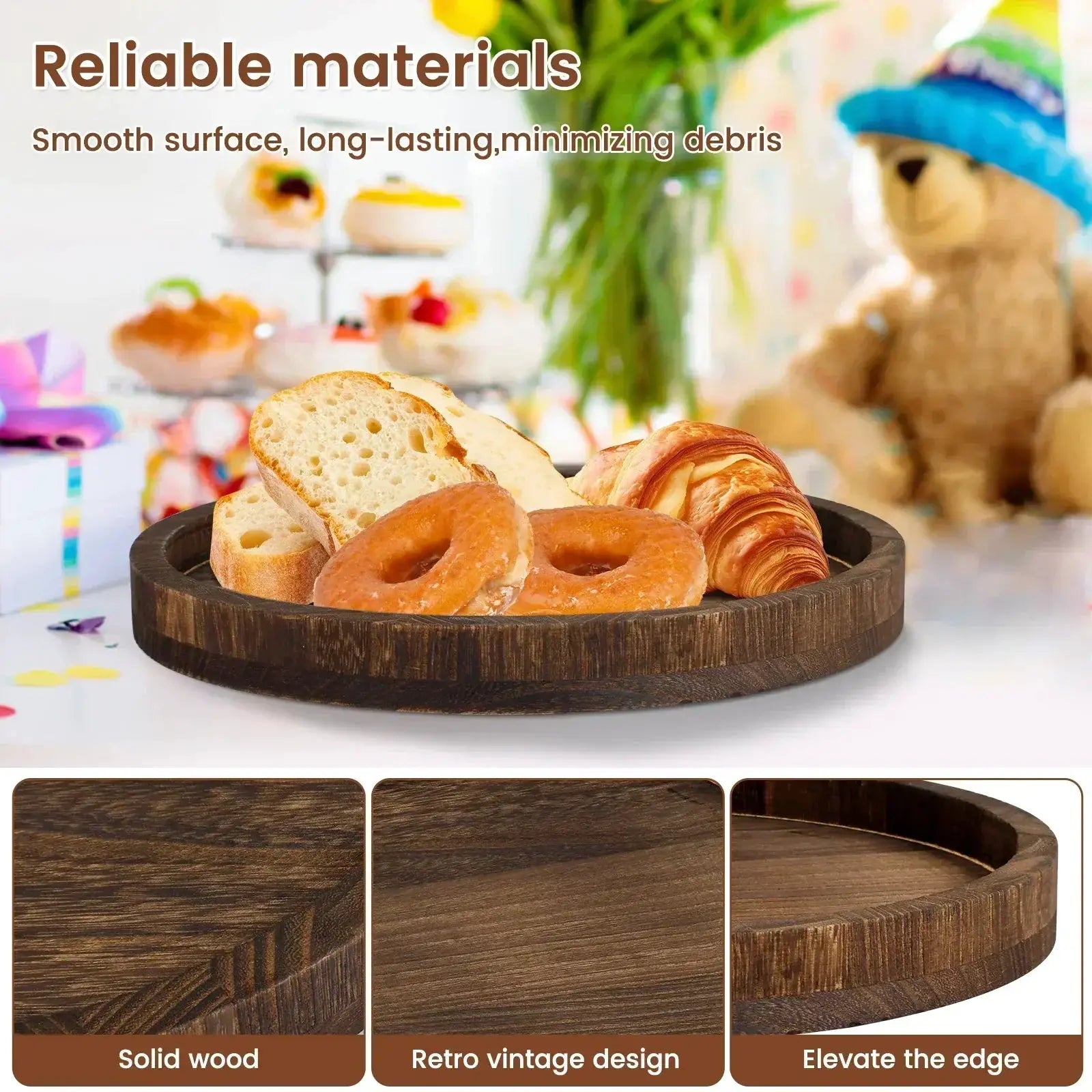 Serving Platter - Retro Wooden Round 30cm by House Of Avana