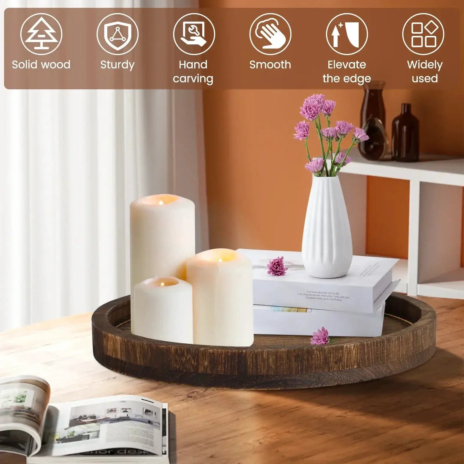 Serving Platter - Retro Wooden Round 30cm by House Of Avana
