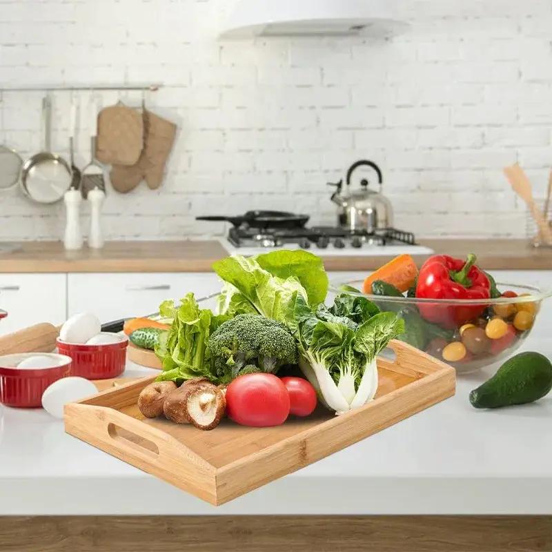 Serving Tray - Bamboo Wooden Rectangular by House Of Avana
