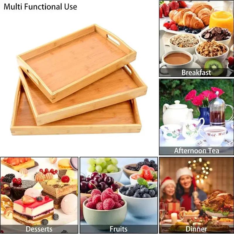 Serving Tray - Bamboo Wooden Rectangular by House Of Avana