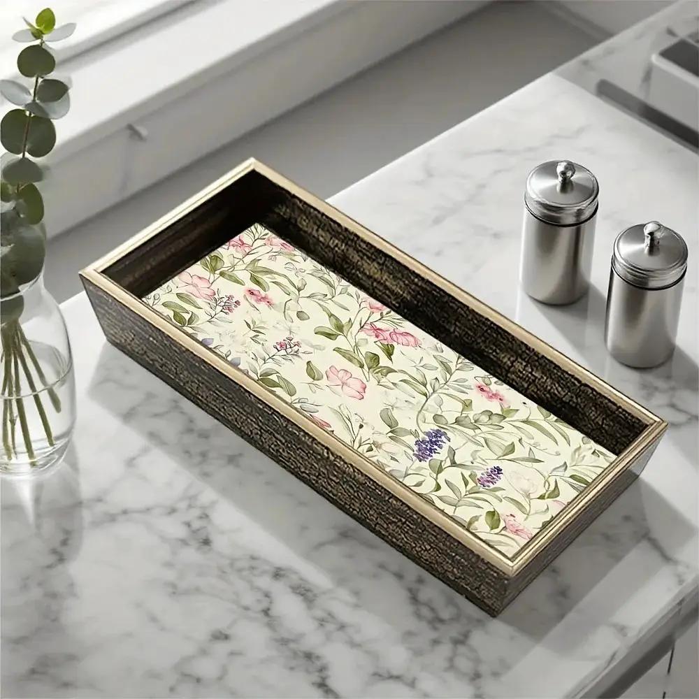 Serving Tray - Decorative Glass Golden by House Of Avana