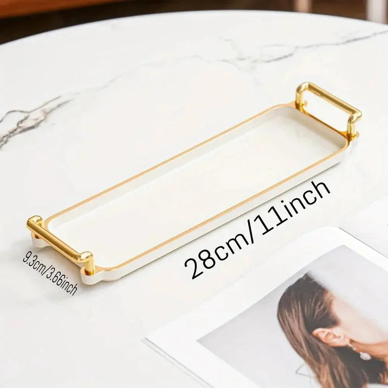 Serving Tray - Handles Ivory Golden by House Of Avana