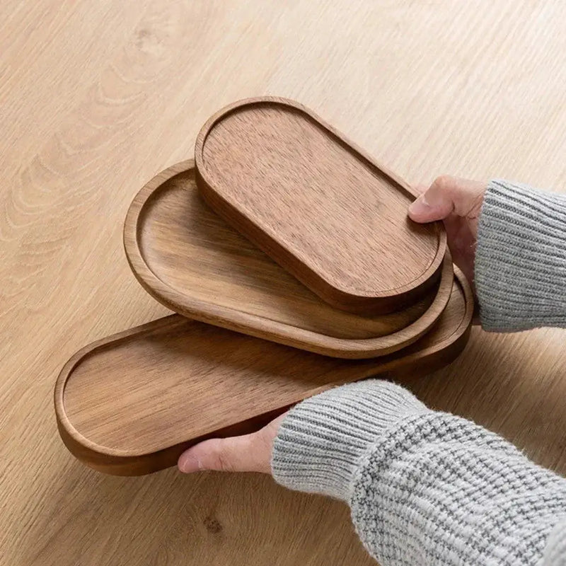 Serving Tray - Natural Wooden Oval by House Of Avana