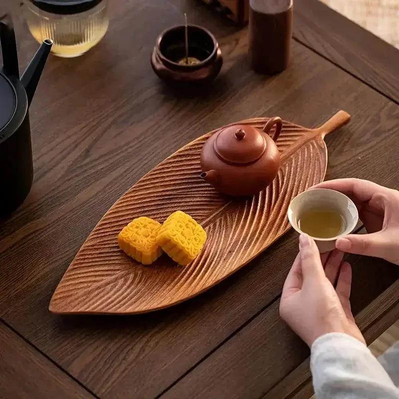 Serving Tray - Vintage Wooden Leaf Shape by House Of Avana