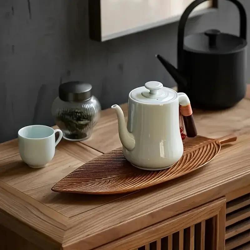 Serving Tray - Vintage Wooden Leaf Shape by House Of Avana