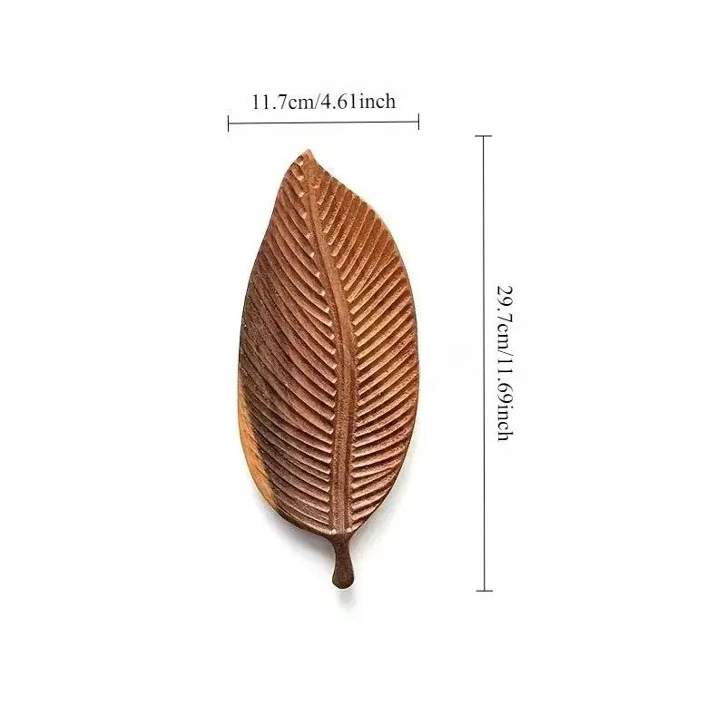 Serving Tray - Vintage Wooden Leaf Shape by House Of Avana