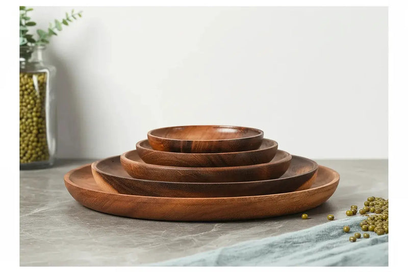 Serving Tray - Wooden Acacia Round by House Of Avana