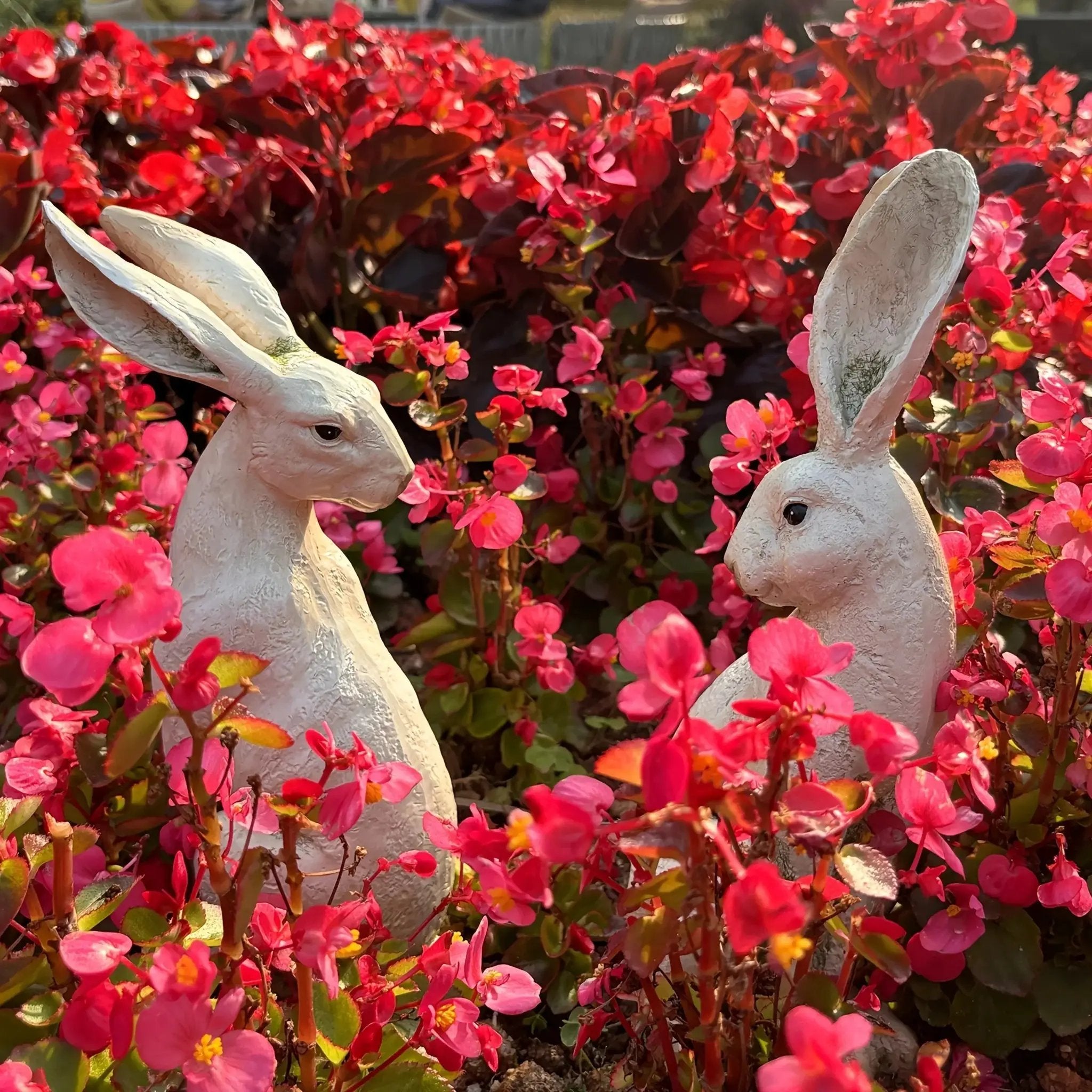 Set of 2 American-Style Long-Eared Rabbits with a Yellow And White Moss Design, Perfect for Spring And Summer. These Hand-Painted Resin Crafts Stand 12 Inches Tall And Make Great Decorative Gifts for Easter, Christmas, And Mo by House Of Avana