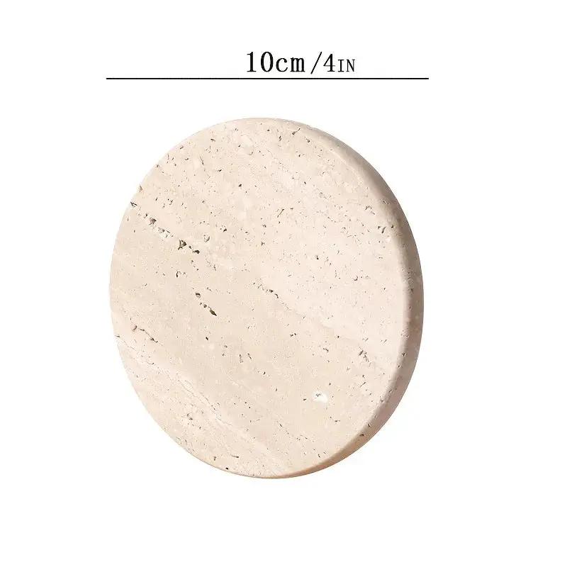 Set of 4 Natural Beige & Marble Coasters with Non-Slip Cork Backing - 10.16cm Round Stone Drink Coasters, Beige/White/Gray/Black Marble Patterns, Sturdy & Durable Table Protectors for Home Decor, Housewarming Wedding Gift, Sc by House Of Avana