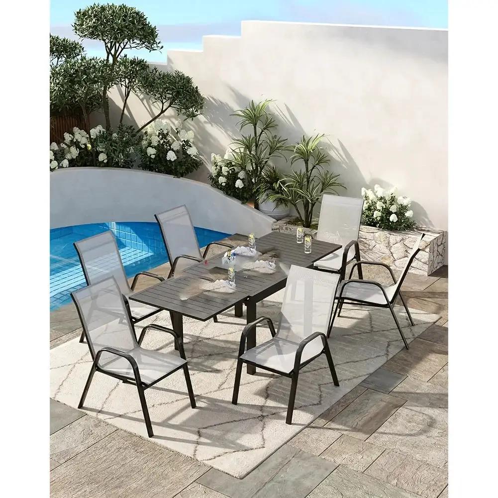 Set Of 4 Patio Dining Chairs, Stackable Outdoor All-Weather Aluminum Frame Chairs With Backrest For Indoor, Lawn, Deck, Poolside, Porch Furniture by House Of Avana