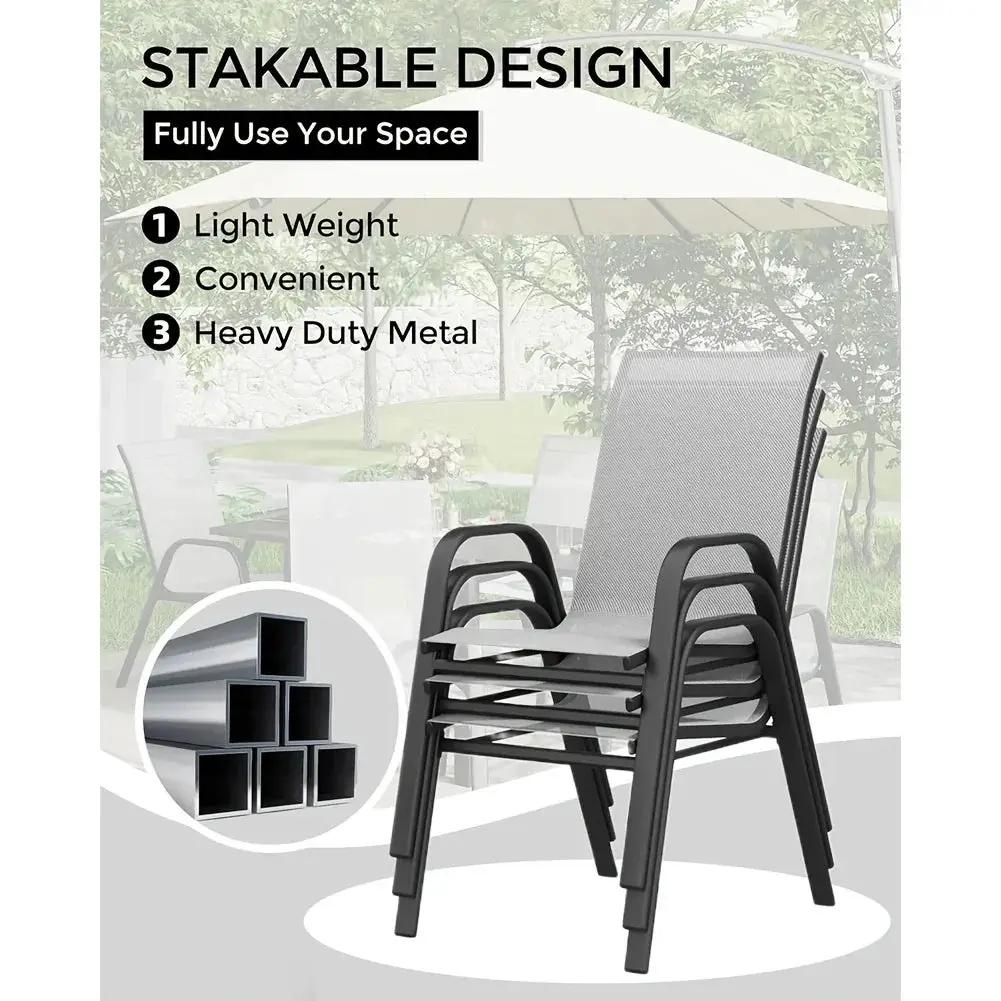 Set Of 4 Patio Dining Chairs, Stackable Outdoor All-Weather Aluminum Frame Chairs With Backrest For Indoor, Lawn, Deck, Poolside, Porch Furniture by House Of Avana