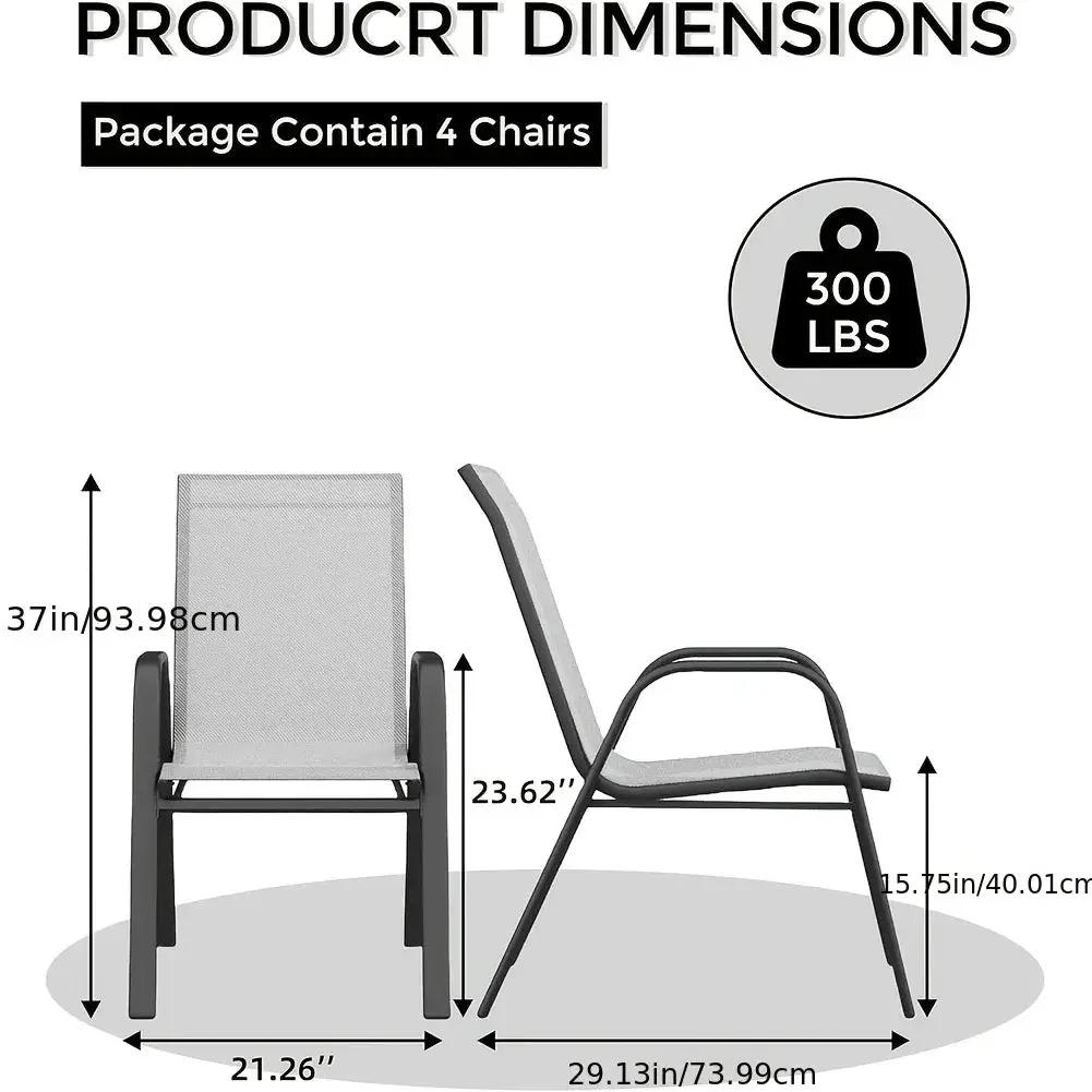 Set Of 4 Patio Dining Chairs, Stackable Outdoor All-Weather Aluminum Frame Chairs With Backrest For Indoor, Lawn, Deck, Poolside, Porch Furniture by House Of Avana
