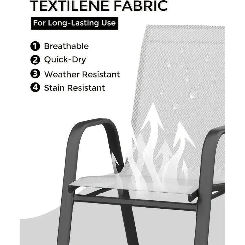 Set Of 4 Patio Dining Chairs, Stackable Outdoor All-Weather Aluminum Frame Chairs With Backrest For Indoor, Lawn, Deck, Poolside, Porch Furniture by House Of Avana