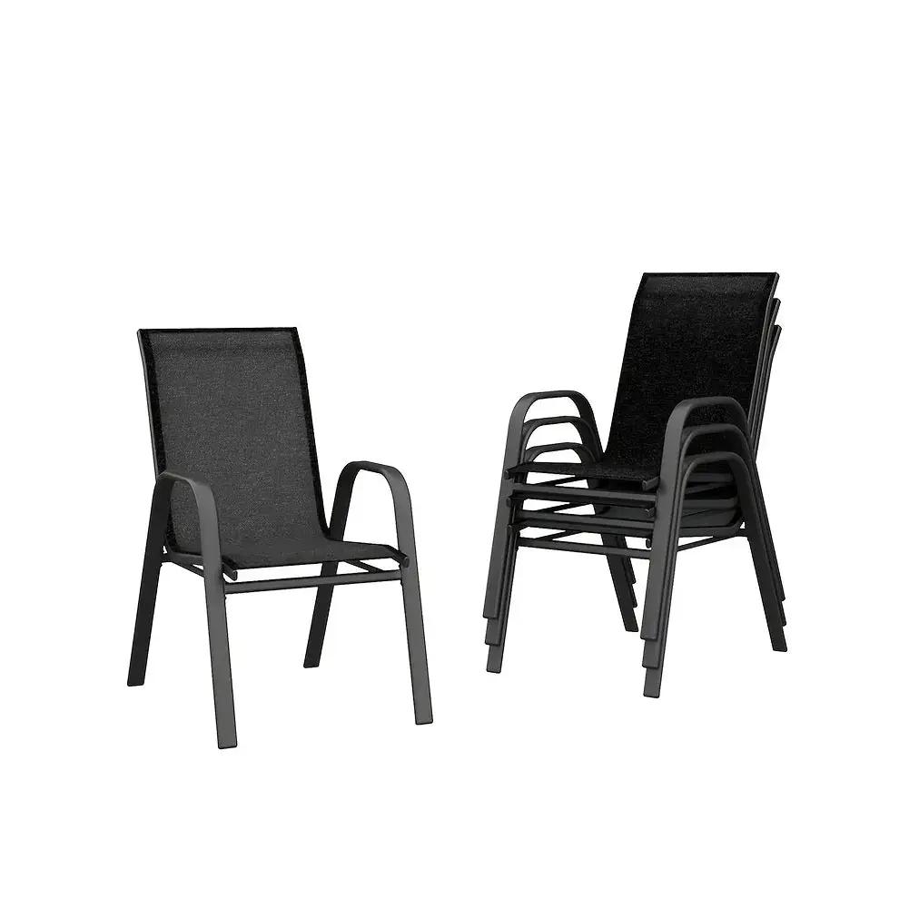 Set Of 4 Patio Dining Chairs, Stackable Outdoor All-Weather Aluminum Frame Chairs With Backrest For Indoor, Lawn, Deck, Poolside, Porch Furniture by House Of Avana