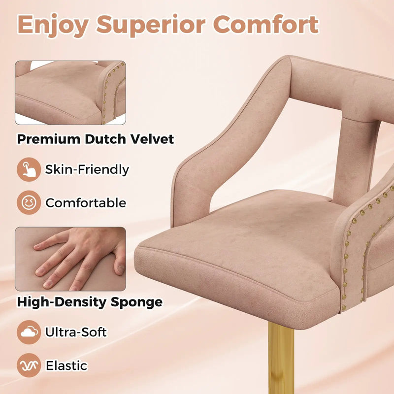Set of 2 Bar Chairs with Footrest and 2-Layer Electroplated Metal Base by DirectDeals