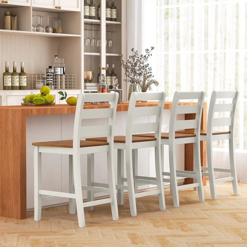Set of 2 Counter Bar Stool with Inclined Backrest and Footrest-Gray by DirectDeals