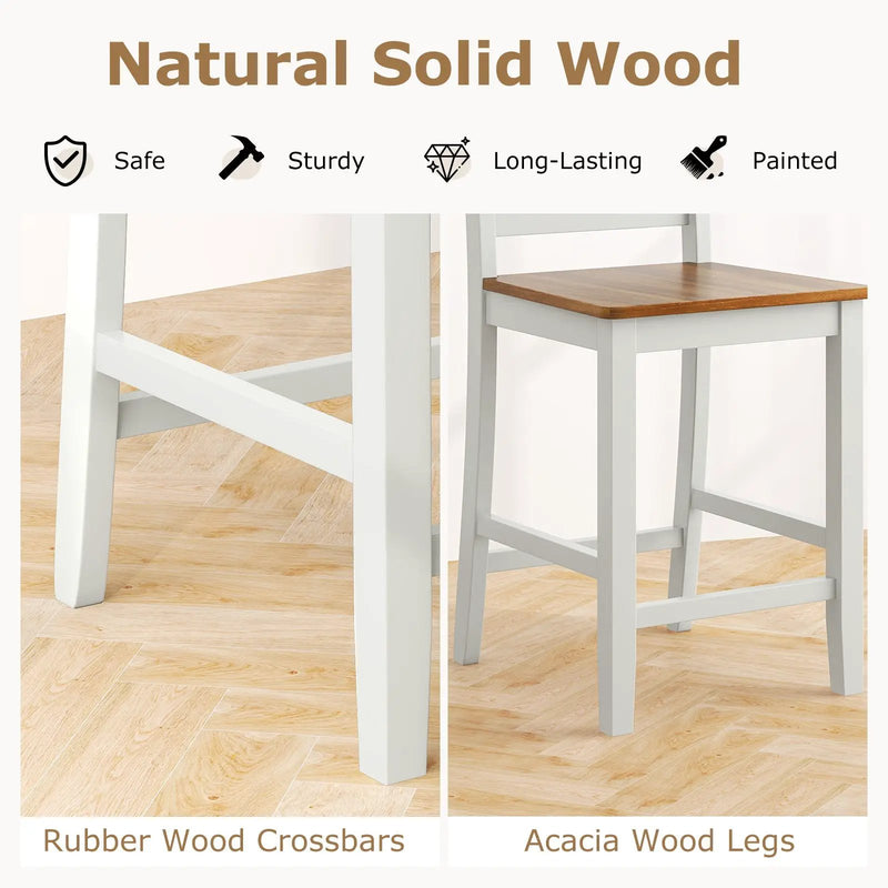 Set of 2 Counter Bar Stool with Inclined Backrest and Footrest-Gray by DirectDeals