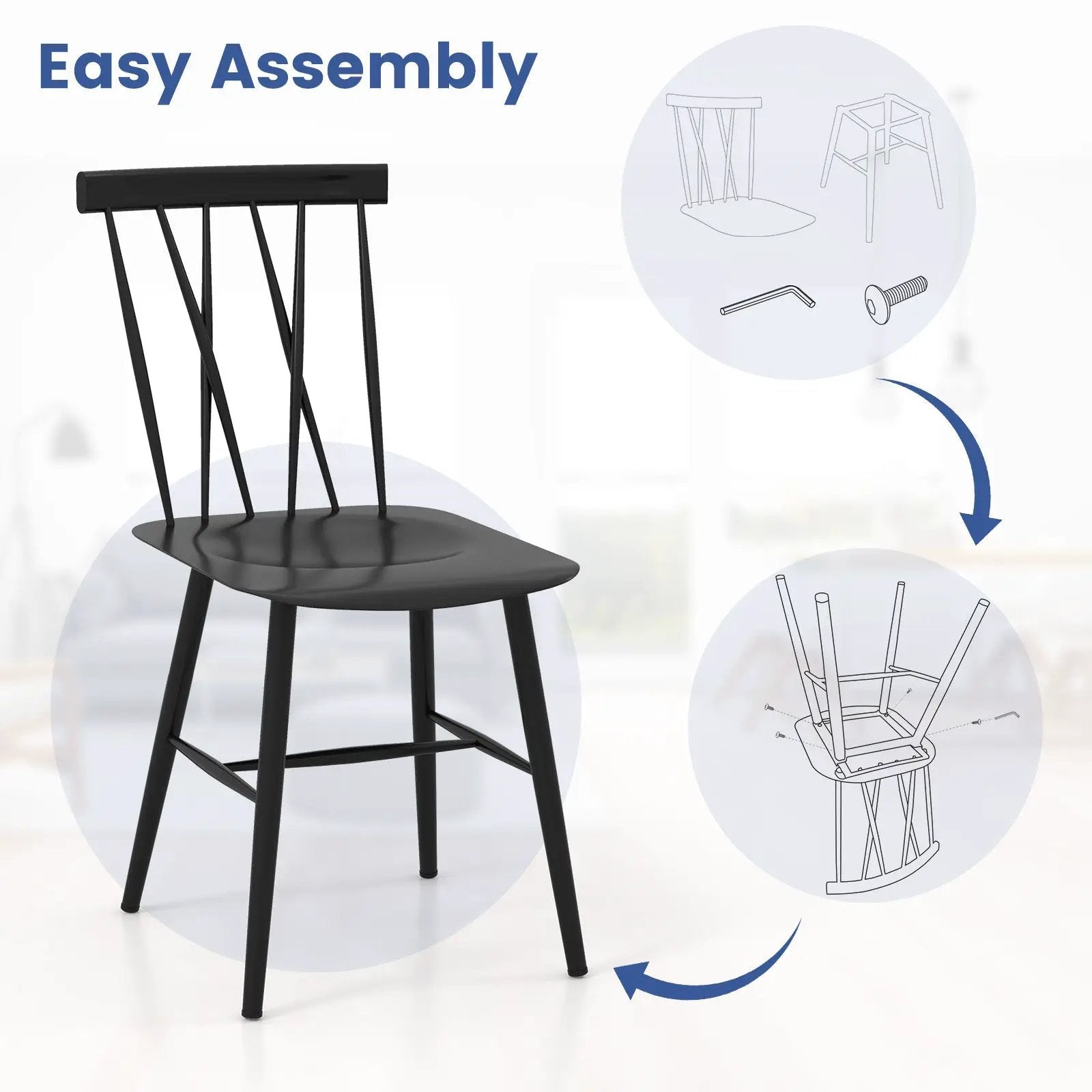 Set of 2 Modern Dining Chairs with Backrest by DirectDeals