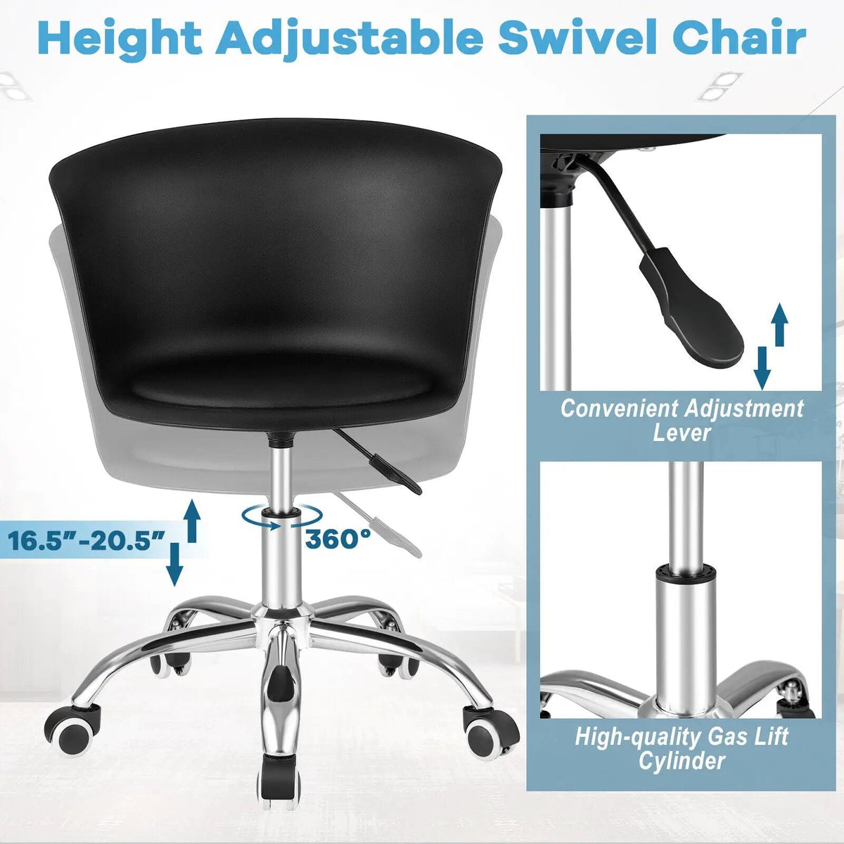 Set of 2 Office Desk Chair with Ergonomic Backrest and Soft Padded PU Leather Seat, photo 14 of 16