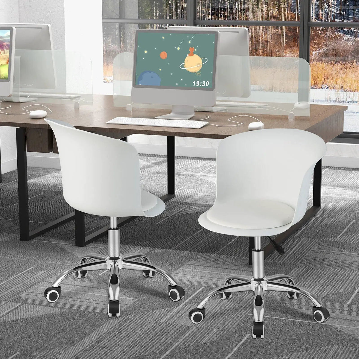 Set of 2 Office Desk Chair with Ergonomic Backrest and Soft Padded PU Leather Seat, photo 15 of 16