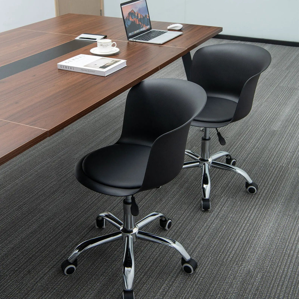 Set of 2 Office Desk Chair with Ergonomic Backrest and Soft Padded PU Leather Seat, photo 6 of 16