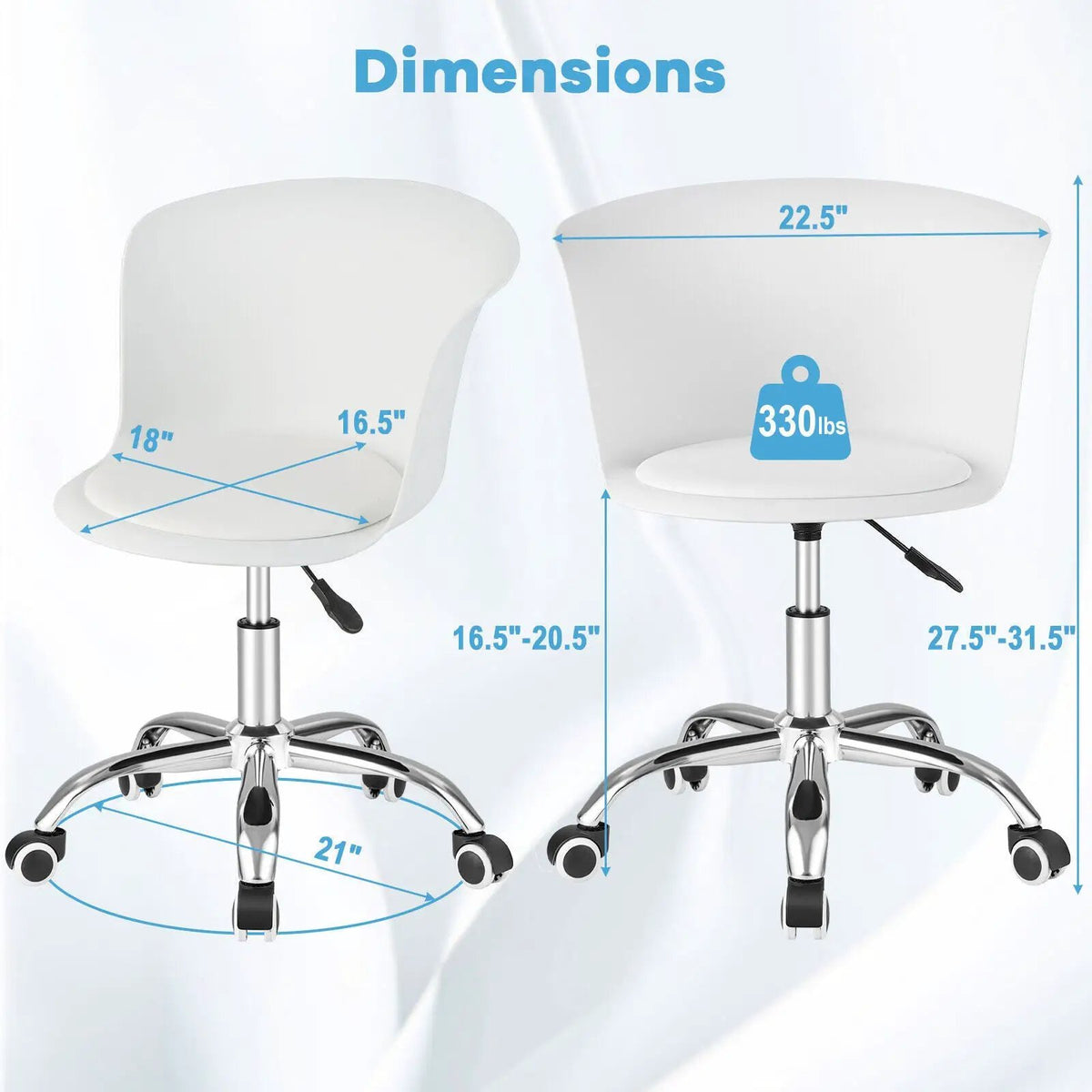 Set of 2 Office Desk Chair with Ergonomic Backrest and Soft Padded PU Leather Seat, photo 9 of 16