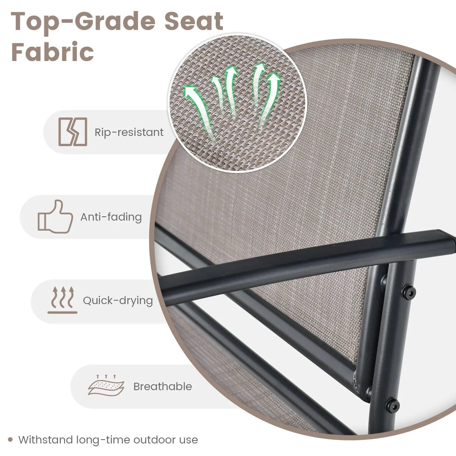 Set of 2 Outdoor Metal Glider Armchairs with Weather-resistant Fabric