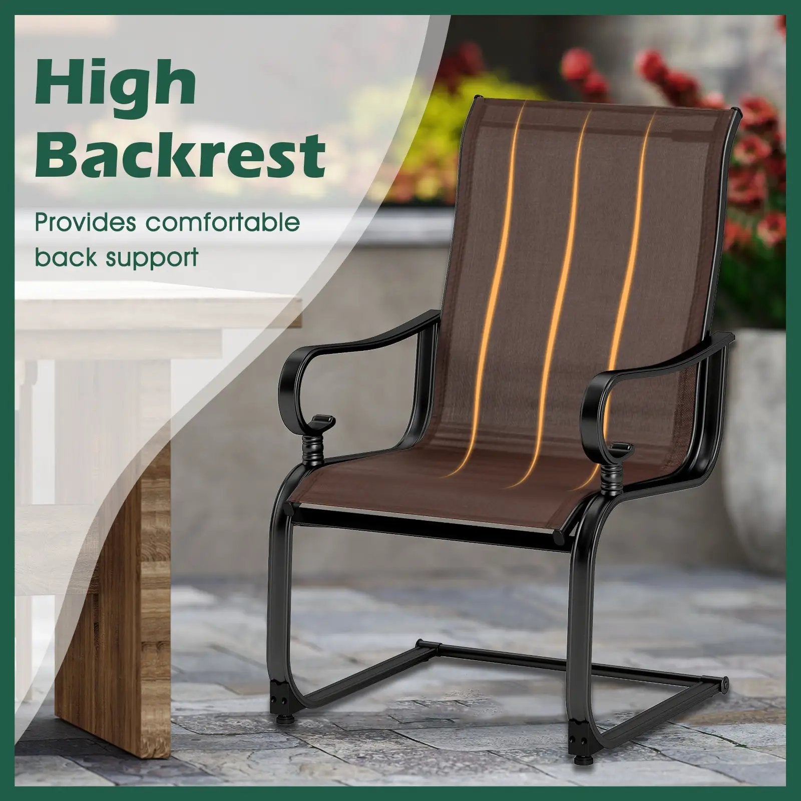 Set of 2 Patio Chairs with Quick-drying and Breathable Fabric for Backyard by DirectDeals