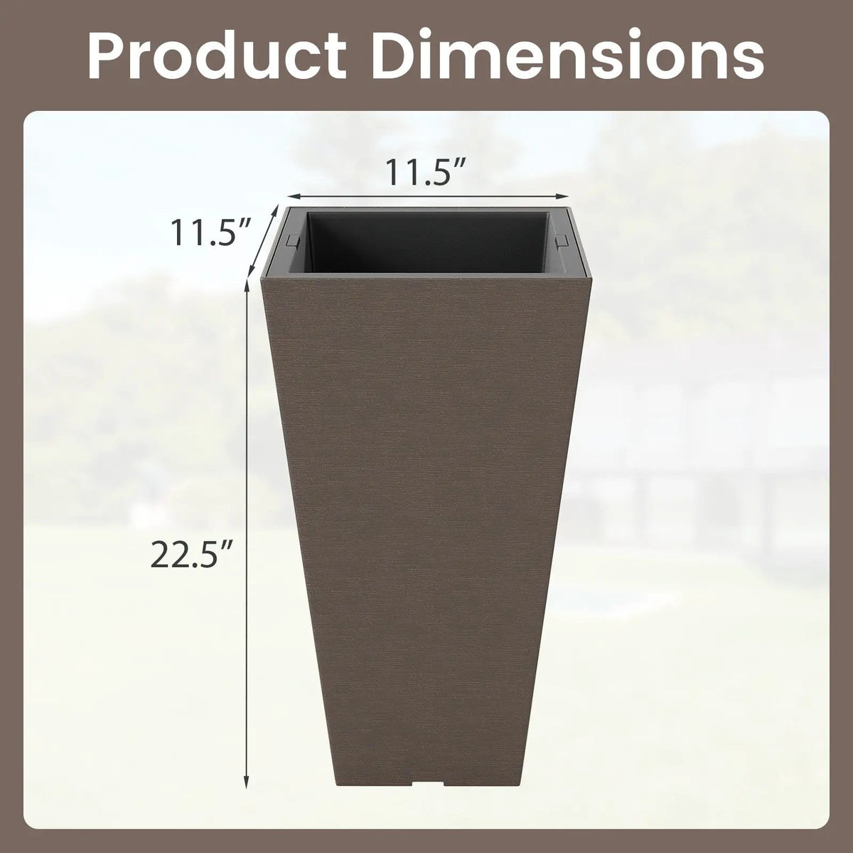 Set of 2 Square Taper Planter with Removable Inner Bucket and Optional Drainage Hole, photo 7 of 16