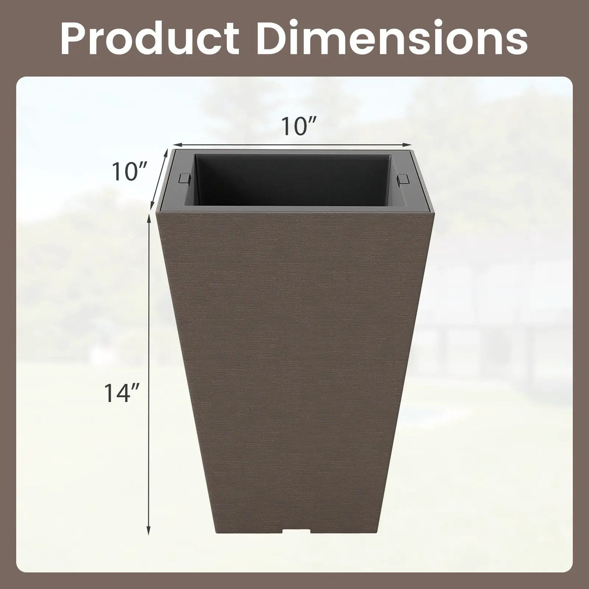 Set of 2 Square Taper Planter with Removable Inner Bucket and Optional Drainage Hole, photo 8 of 16