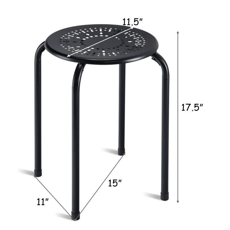 6-Pack Stackable Multifunctional Daisy Design Backless Round Metal Stool Set by DirectDeals
