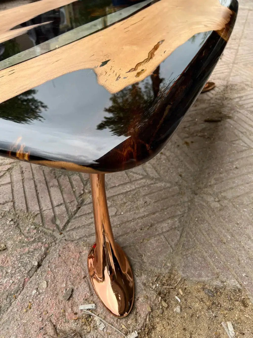 Luxury Epoxy Resin River Walnut Coffee Table | Osso Collection, detail 3