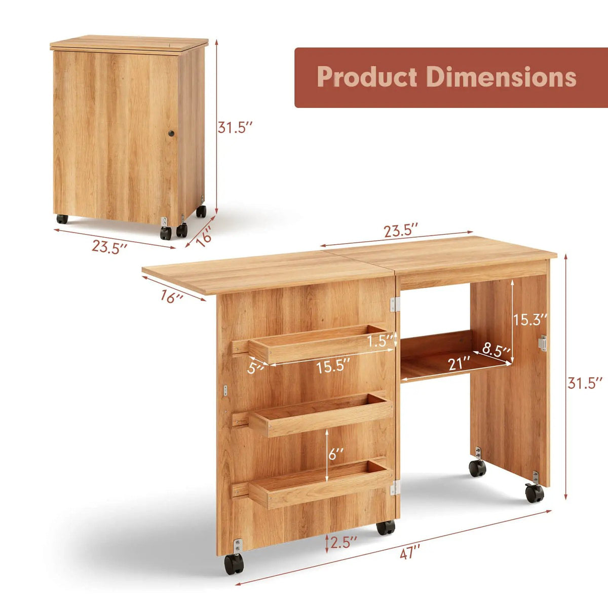 Folding Sewing Craft Table Shelf Storage Cabinet Home Furniture, photo 13 of 24