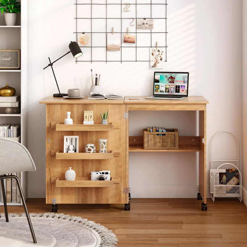 Folding Sewing Craft Table Shelf Storage Cabinet Home Furniture by DirectDeals