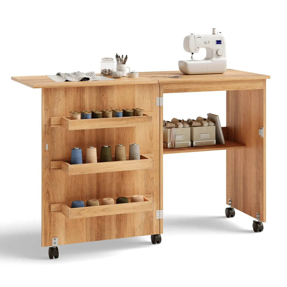 Folding Sewing Craft Table Shelf Storage Cabinet Home Furniture, photo 11 of 24