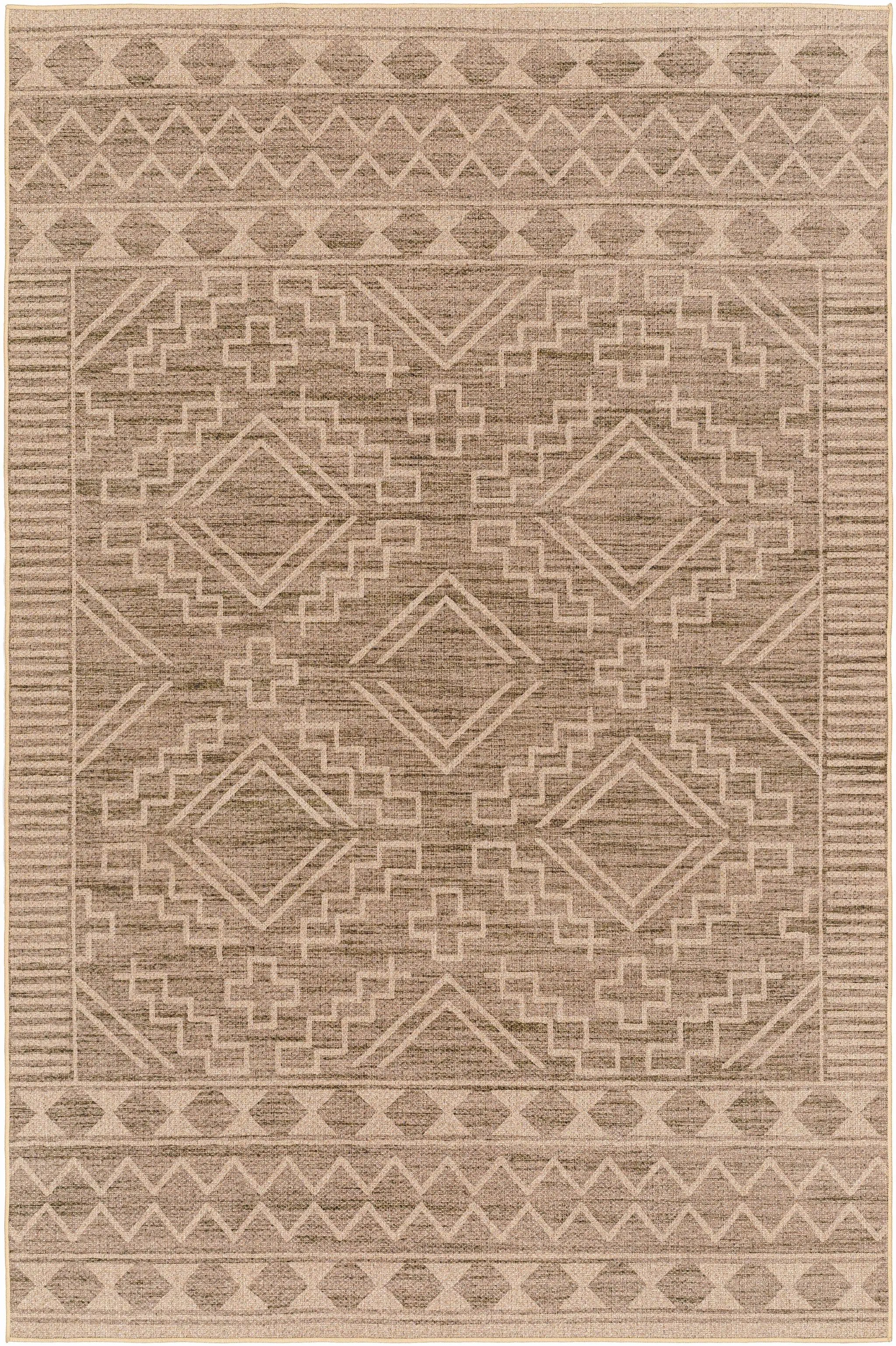 Halle Tan Washable Area Rug - Clearance by Boutique Rugs