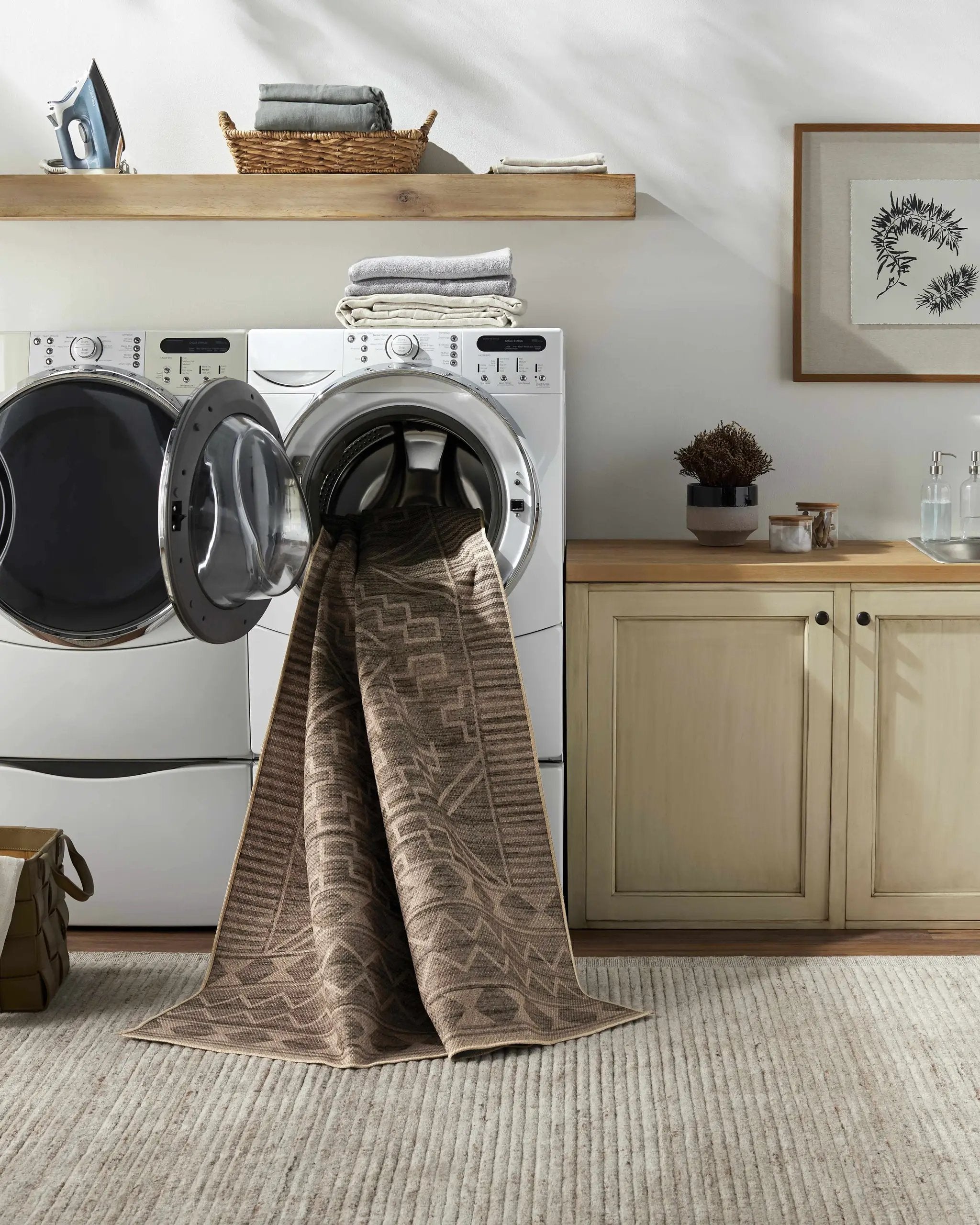Halle Tan Washable Area Rug - Clearance by Boutique Rugs