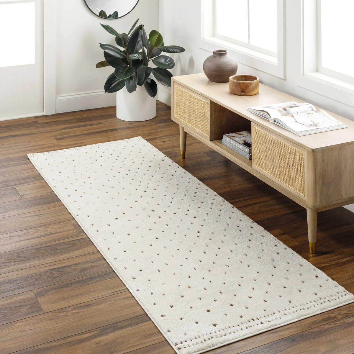 Julie Ivory & Brown Area Rug, installed in a room 6