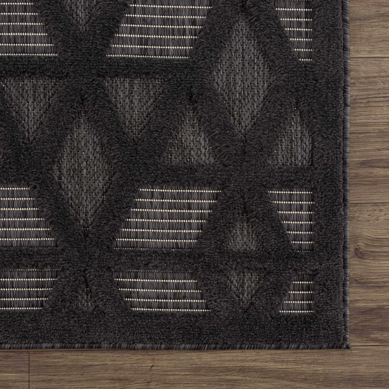 Nuri Black Outdoor Rug - Clearance by Boutique Rugs