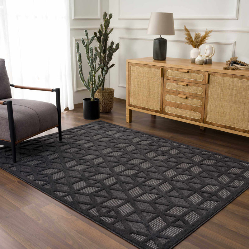 Nuri Black Outdoor Rug - Clearance by Boutique Rugs