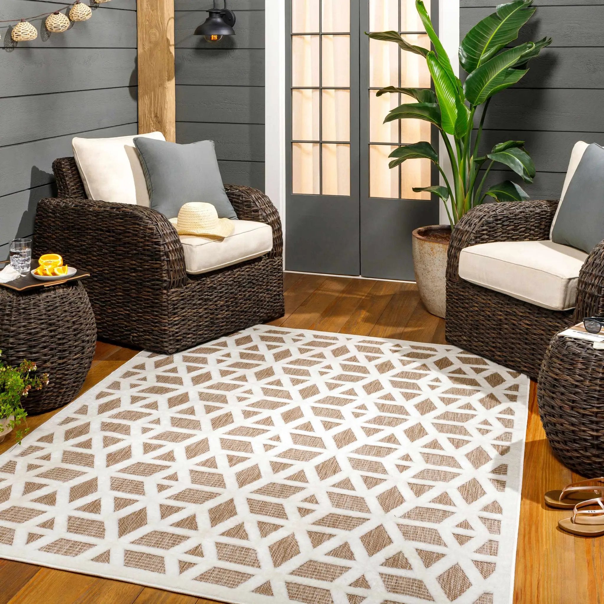 Nuri Tan Outdoor Rug - Clearance by Boutique Rugs