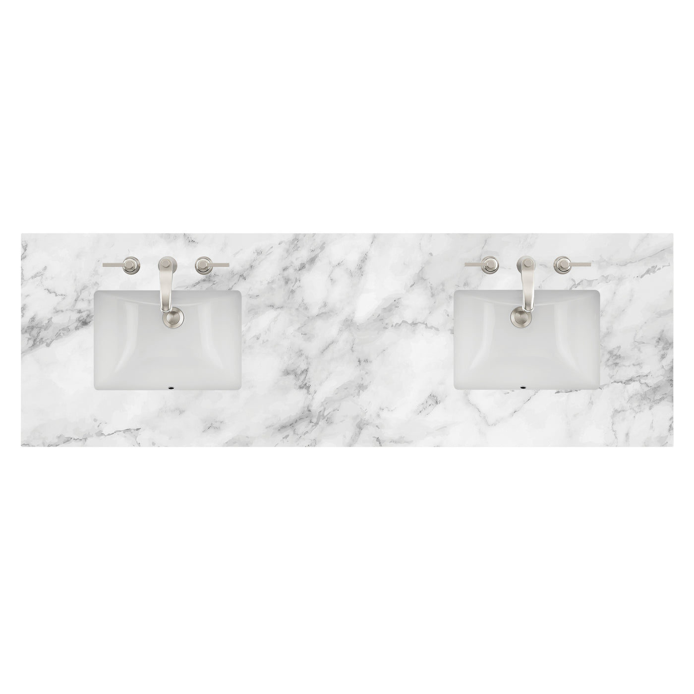James Martin 72" Double Vanity Top with Carrara White (2 Sinks) countertop