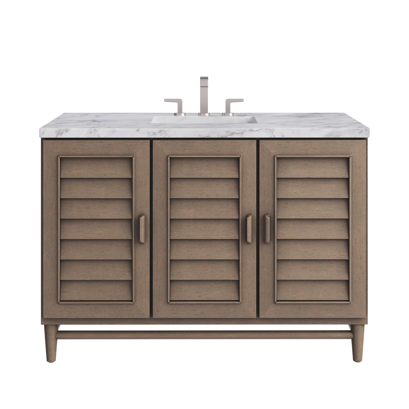 James Martin Portland 48" Single Bathroom Vanity, Whitewashed Walnut with Carrara White countertop