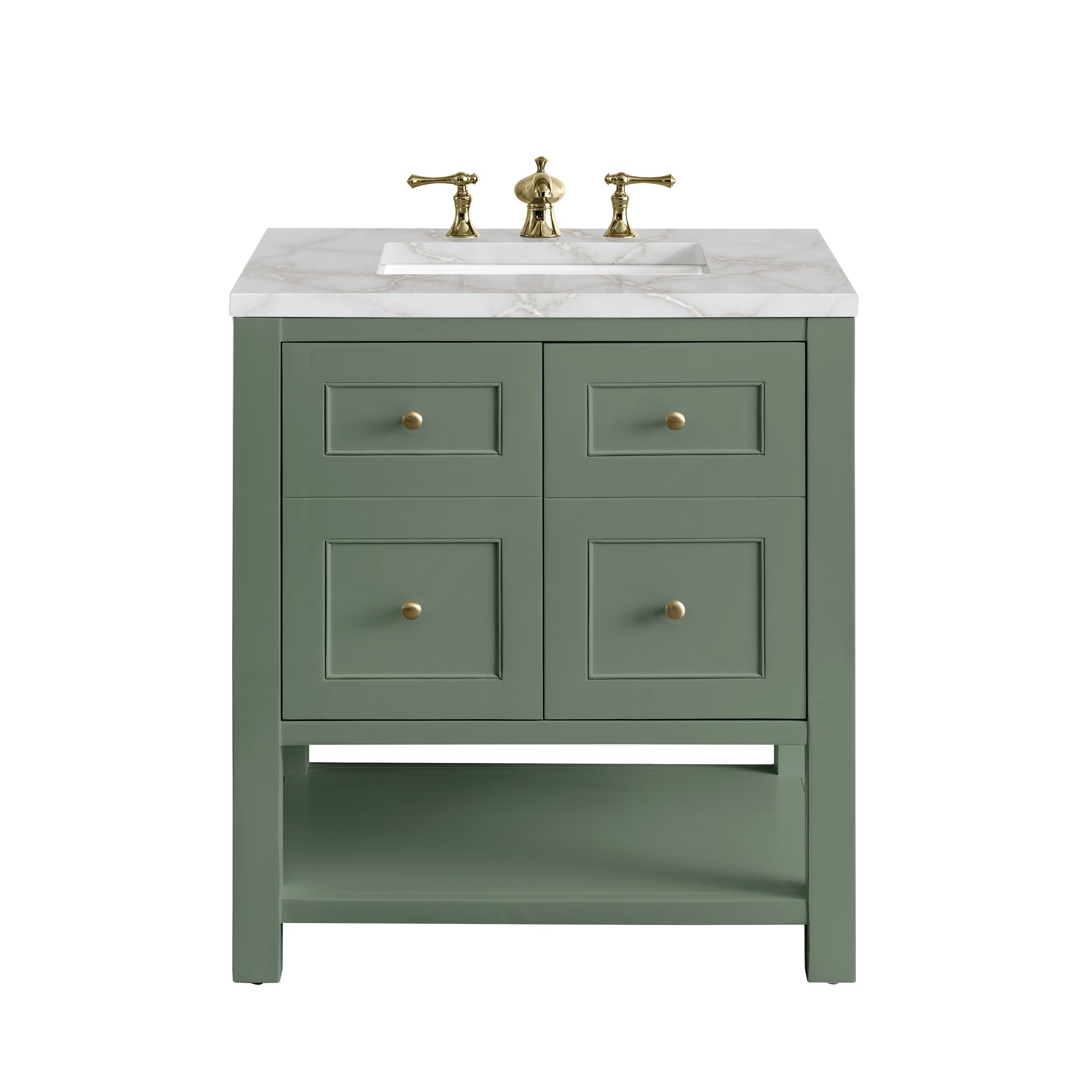 James Martin Breckenridge 30" Single Bathroom Vanity, Smokey Celadon with Victorian Silver countertop