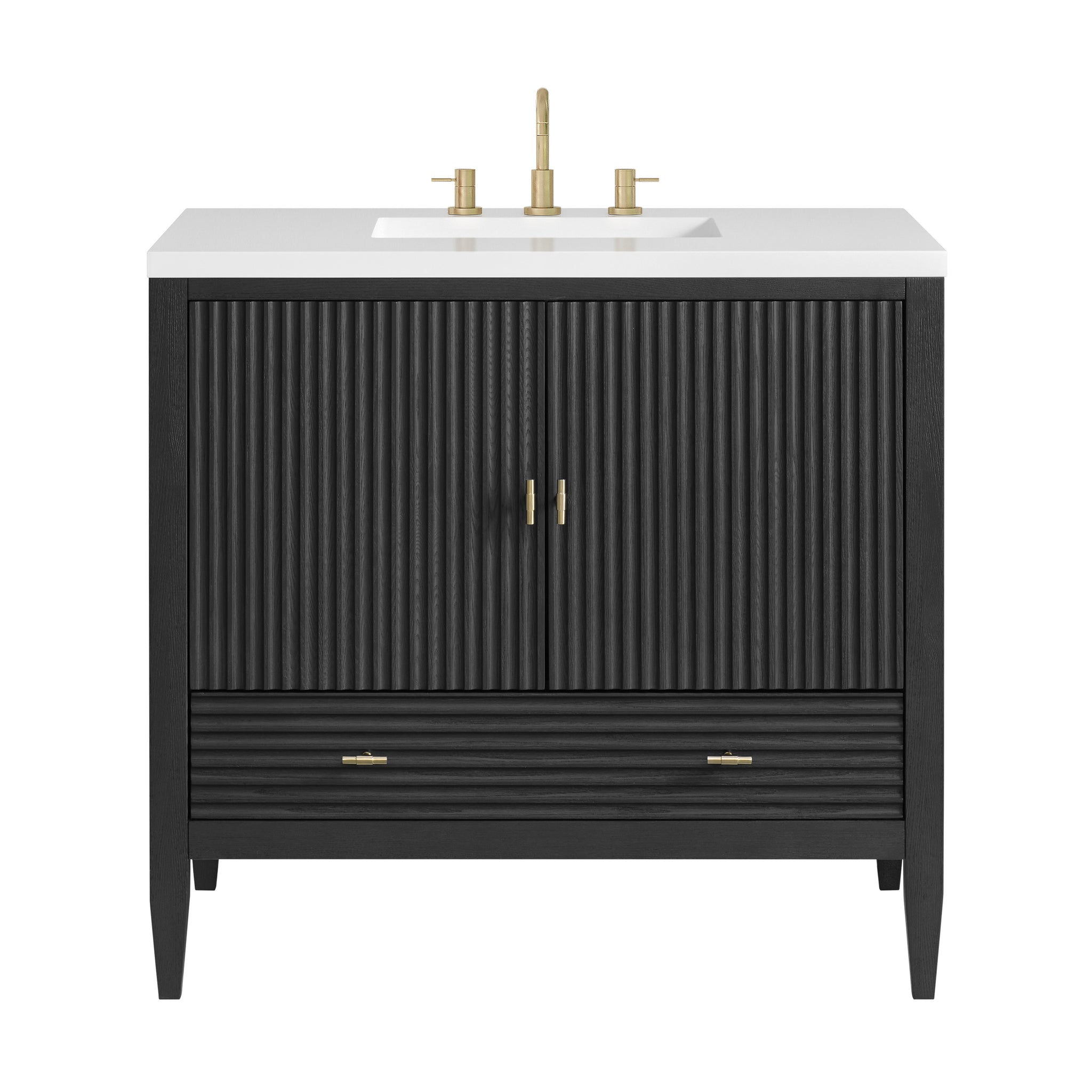 James Martin Myrrin 36" Single Bathroom Vanity, Carbon Oak, view 14