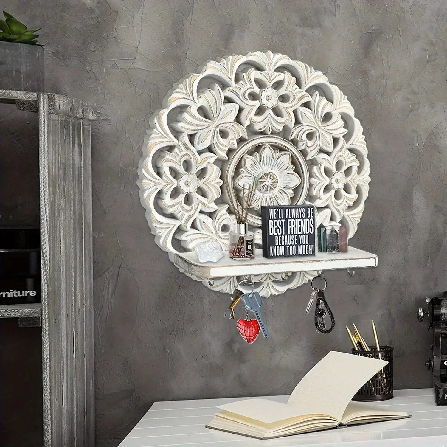 Shelf - Rustic Whitewashed Wood Wall by House Of Avana
